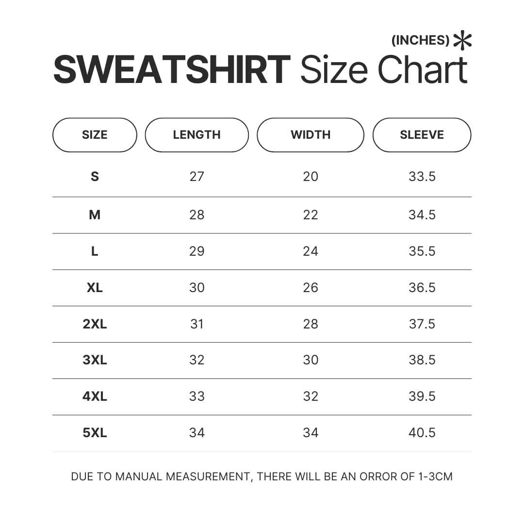 Sweatshirt Size Chart - Chicken Little Store