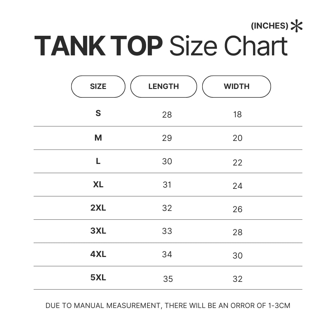 Tank Top Size Chart - Chicken Little Store