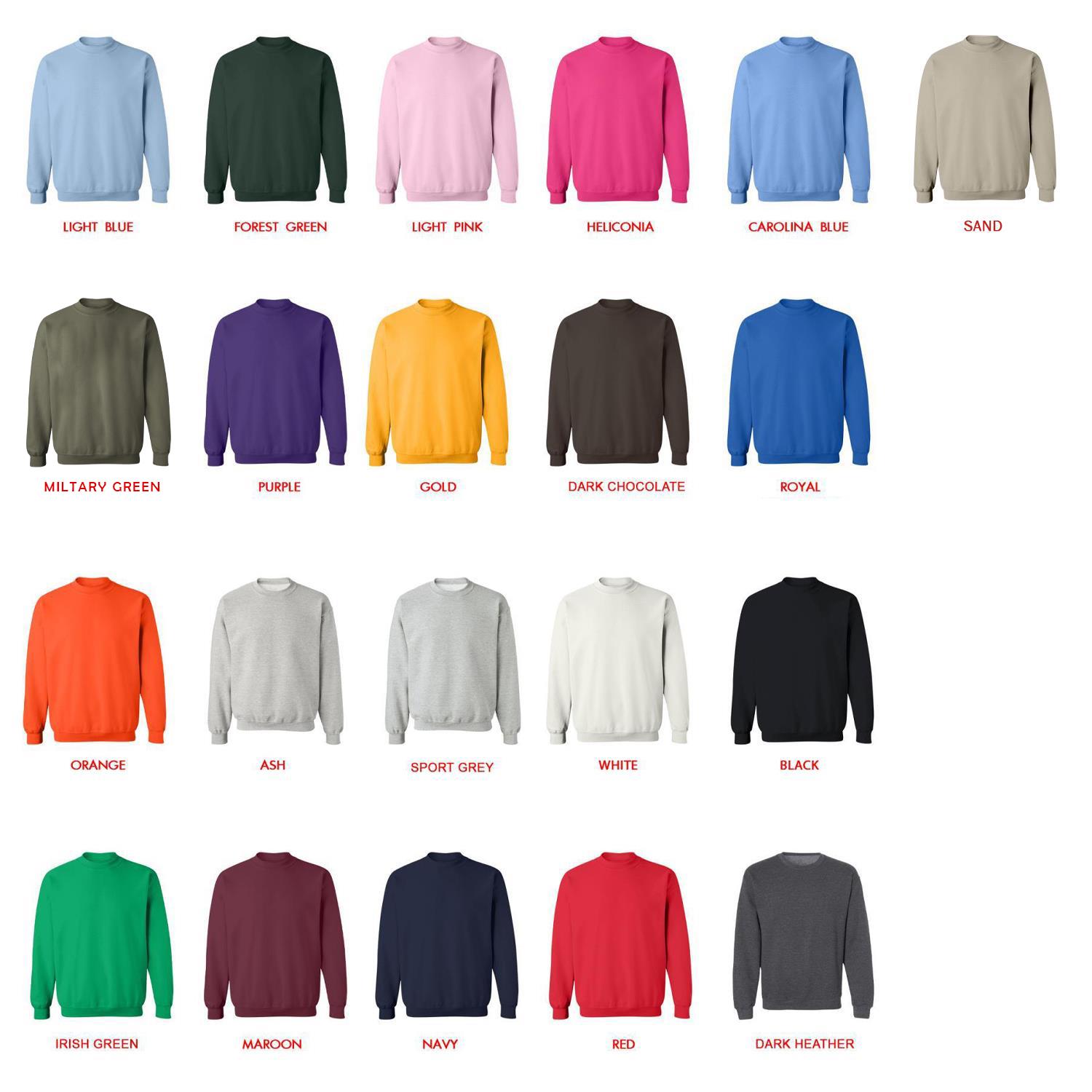 sweatshirt color chart - Chicken Little Store